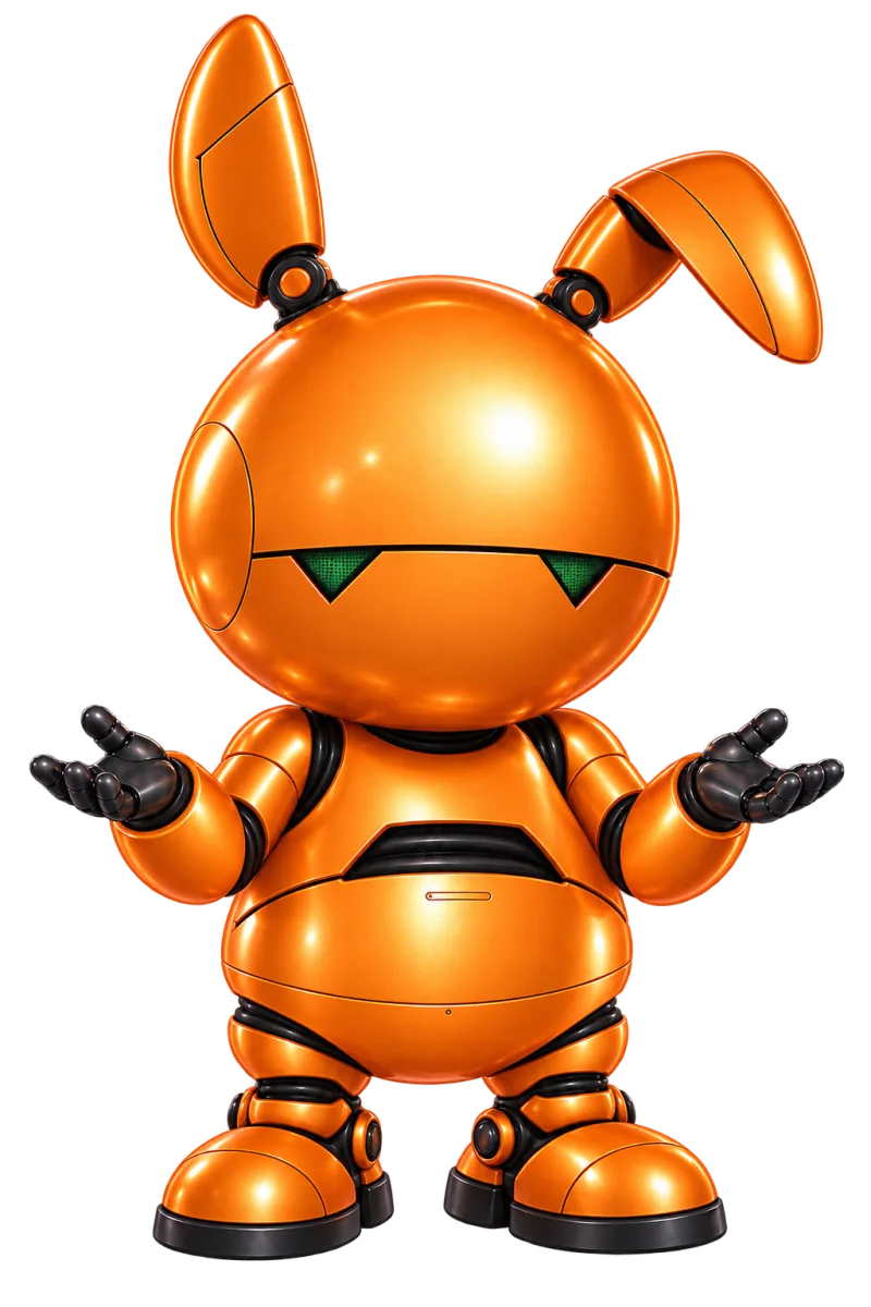 Marvin, un piccolo robot arancione, alza le spalle